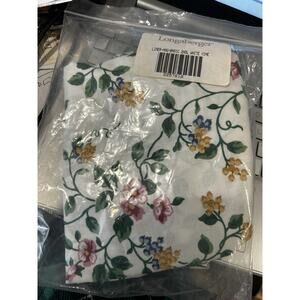 Longaberger Magazine Basket Liner for 2 Handles White Vine floral NEW